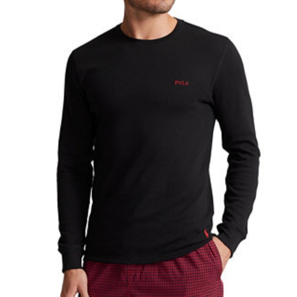 Polo Ralph Lauren Black Waffle Knit Sleep Shirt